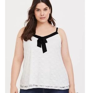 NWT Torrid White and Black Bow lace cami sz 0
